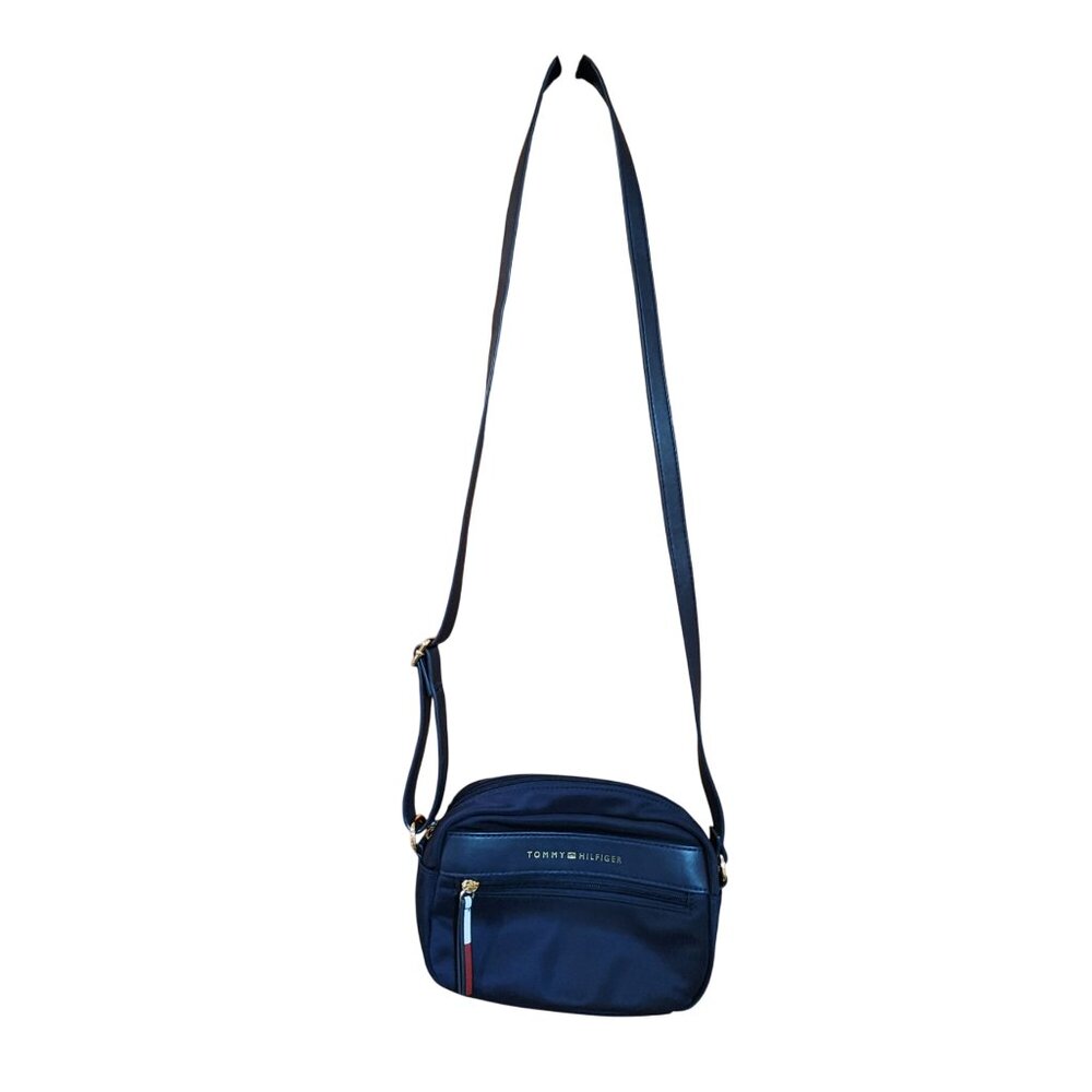 Tommy Hilfiger Womens Navy Crossbody Bag With Adjustable Strap & Zipper Closure